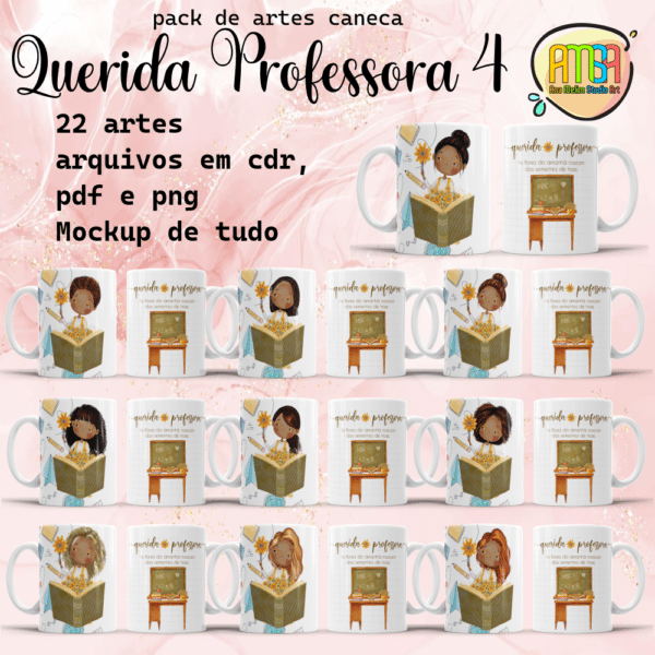 ESTAMPA QUERIDA PROFESSORA 4 CANECA