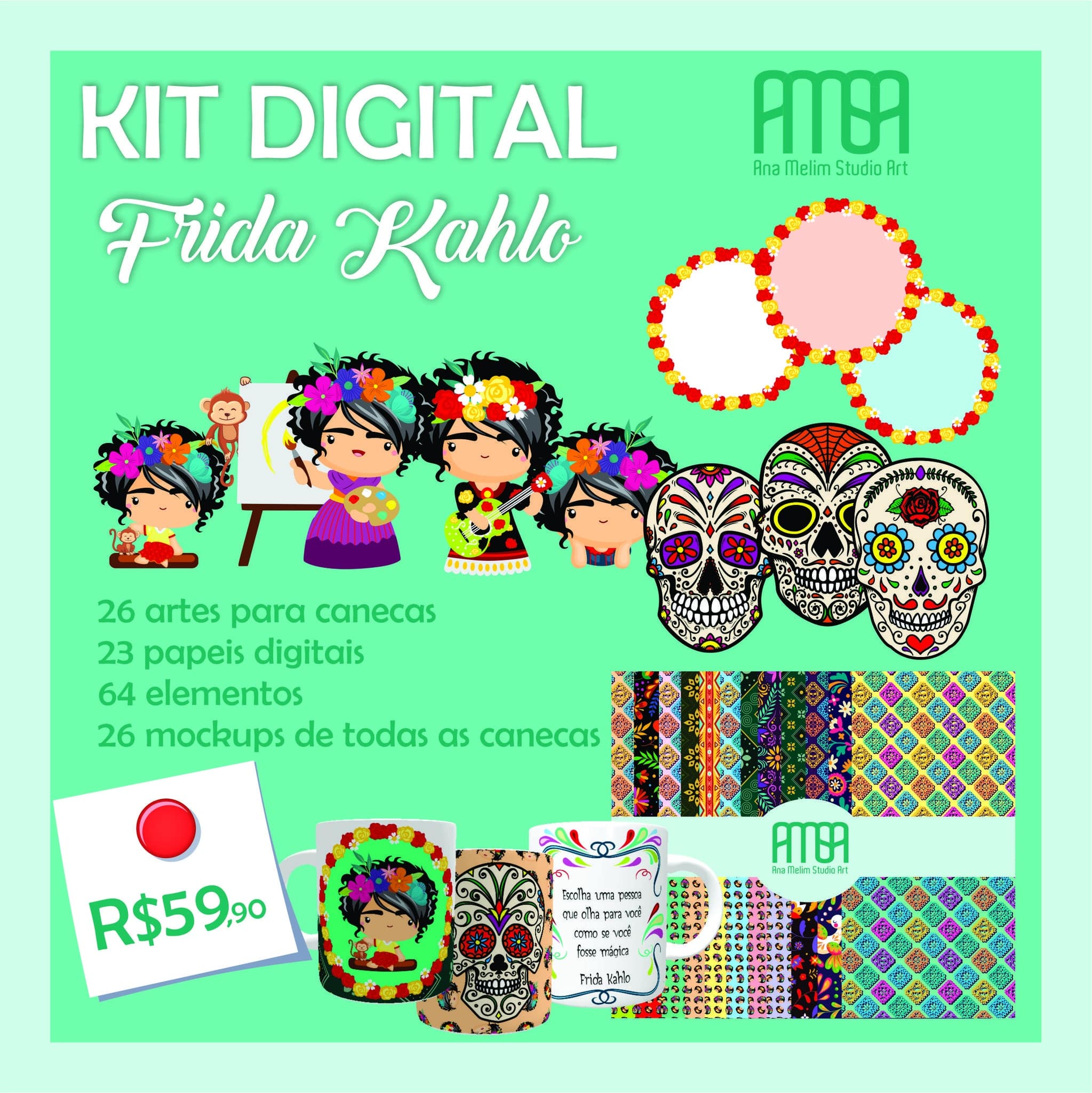 KIT DIGITAL FLORK PAI – Ana Melim Studio Art