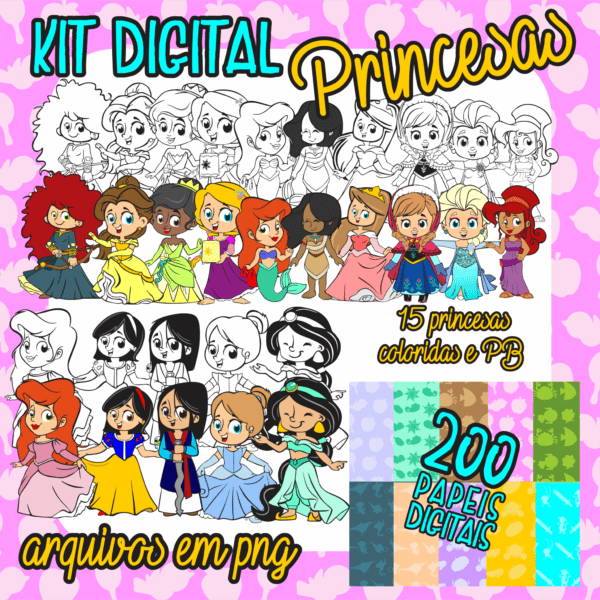 KIT DIGITAL PRINCESAS CARTOON