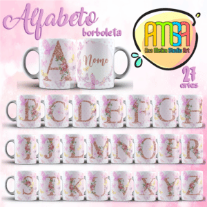 ESTAMPAS ALFABETO BORBOLETA CANECA