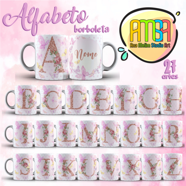 ESTAMPAS ALFABETO BORBOLETA CANECA