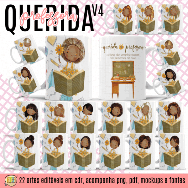 ESTAMPA QUERIDA PROFESSORA V4 CANECA