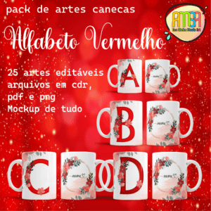 ESTAMPAS ALFABETO VERMELHO CANECA