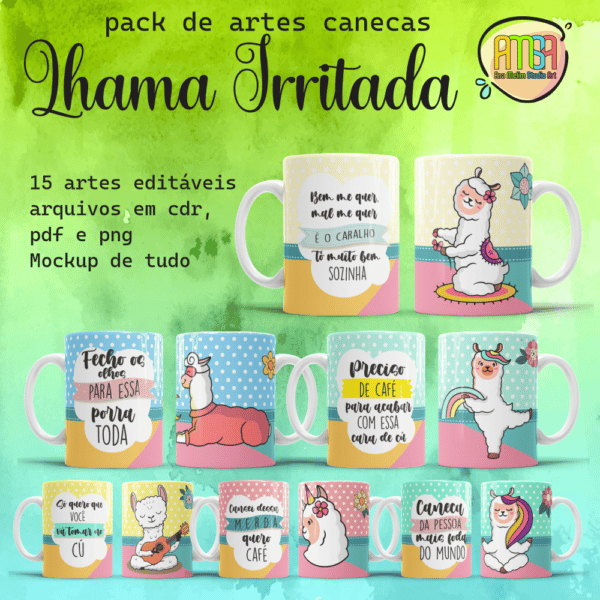 PACK LHAMA IRRITADA CANECAS
