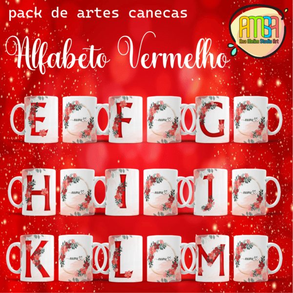 ESTAMPAS ALFABETO VERMELHO CANECA - Image 2
