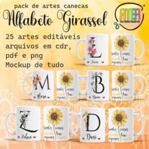 ESTAMPAS ALFABETO GIRASSOL CANECAS