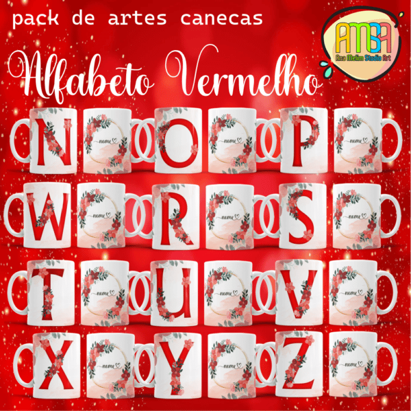 ESTAMPAS ALFABETO VERMELHO CANECA - Image 3