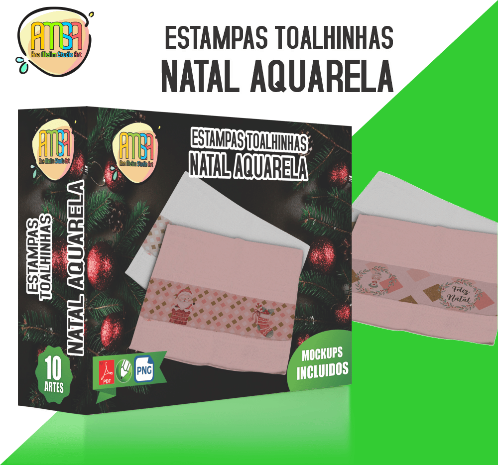 Caixa de bis Natal Aquarela - KIT DIGITAL