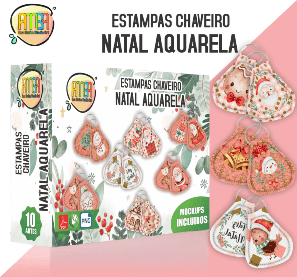 PACK CHAVEIRO NATAL AQUARELA