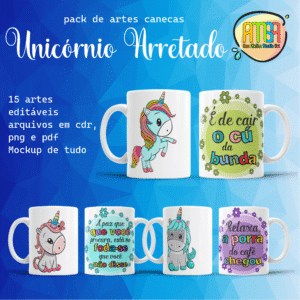 ESTAMPAS UNICÓRNIO ARRETADO CANECAS