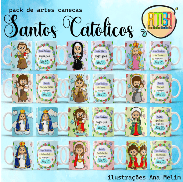 ESTAMPAS SANTOS CATÓLICOS MELIM CANECAS - Image 2