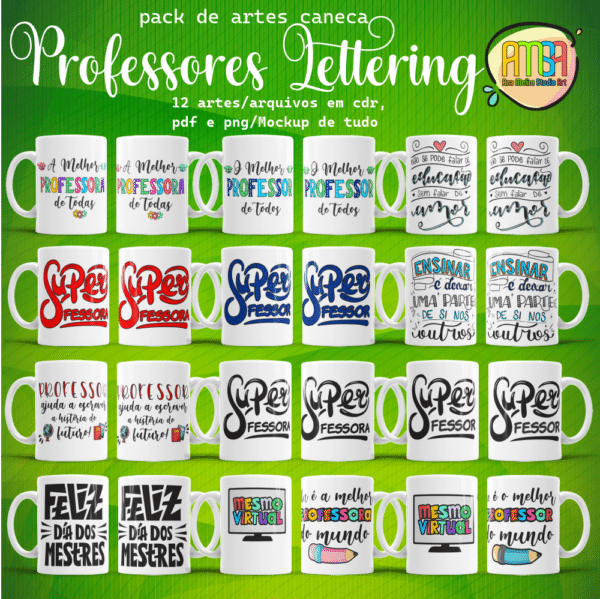 ESTAMPAS LETTERING PROFESSORES CANECAS
