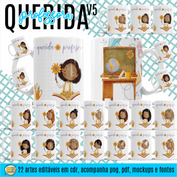 ESTAMPA QUERIDA PROFESSORA V5 CANECAS