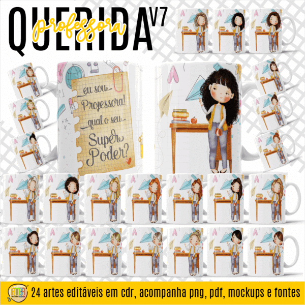 ESTAMPA QUERIDA PROFESSORA V7 CANECAS