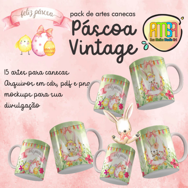 ESTAMPAS PÁSCOA VINTAGE CANECAS