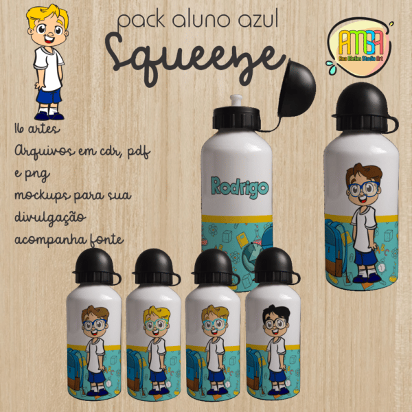 PACK MENINO VOLTA AS AULAS AZUL CLARO SQUEEZE