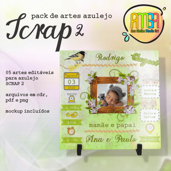 ESTAMPAS NASCIMENTO SCRAP 2 AZULEJO