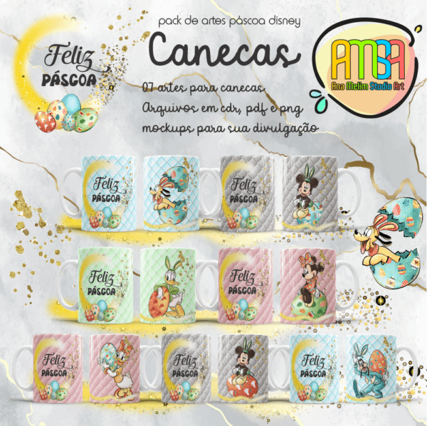 ESTAMPAS PÁSCOA DISNEY CANECAS