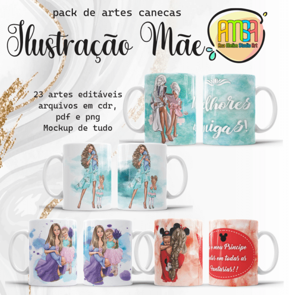 ESTAMPAS ILUSTRAÇÃO MÃE CANECA