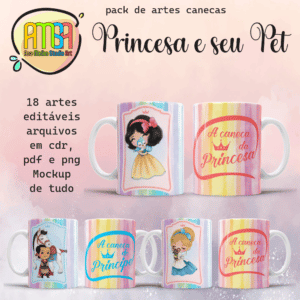 ESTAMPAS PRINCESAS E SEU PET CANECAS