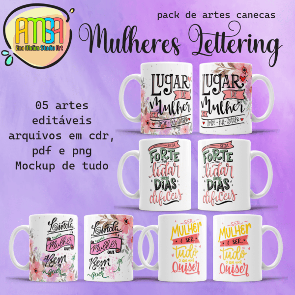 ESTAMPAS MULHER LETTERING CANECAS