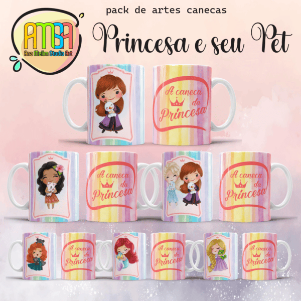 ESTAMPAS PRINCESAS E SEU PET CANECAS - Image 2