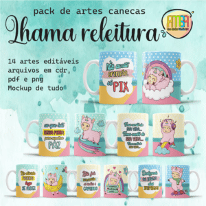 ESTAMPAS LHAMA RELEITURA CANECAS