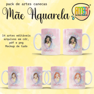 ESTAMPAS MÃE AQUARELA CANECA