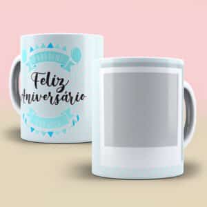 ESTAMPA FELIZ ANIVERSÁRIO CANECA