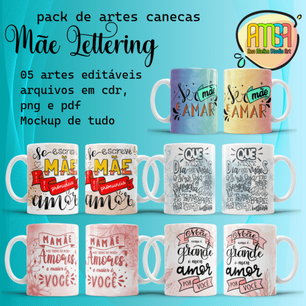 ESTAMPAS MÃE LETTERING CANECAS