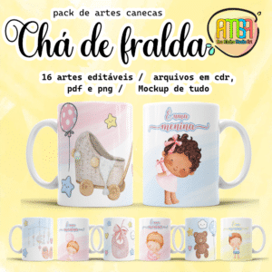 ESTAMPAS CHÁ DE FRALDA CANECAS