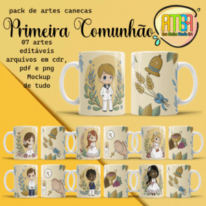 ESTAMPA PRIMEIRA COMUNHÃO CANECAS