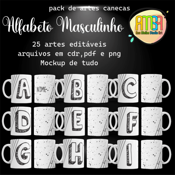 ESTAMPAS ALFABETO MASCULINO CANECAS