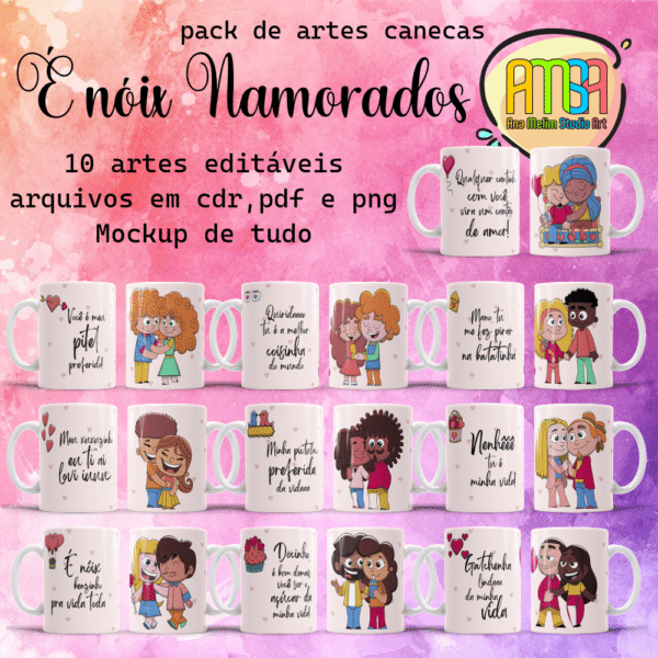 ESTAMPA É NÓIX NAMORADOS CANECAS