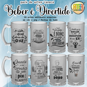 ESTAMPA BEBER É DIVERTIDO CANECA DE CHOPE