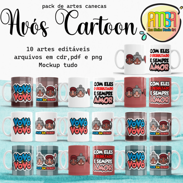 ESTAMPAS AVÓS CARTOON CANECAS