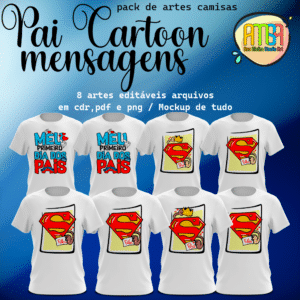 ESTAMPAS PAI CARTOON MENSAGENS CAMISA