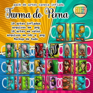 ESTAMPAS TURMA DO PERNA INFLADAS CANECAS (BUBBLE)