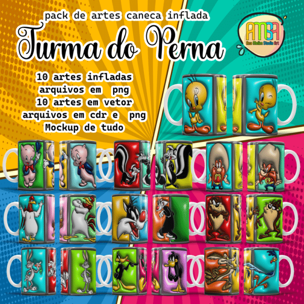 ESTAMPAS TURMA DO PERNA INFLADAS CANECAS (BUBBLE)