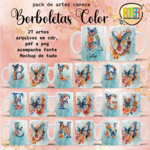 ESTAMPAS ALFABETO BORBOLETA COLOR CANECAS