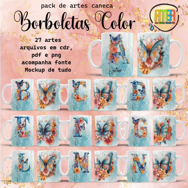 ESTAMPAS ALFABETO BORBOLETA COLOR CANECAS