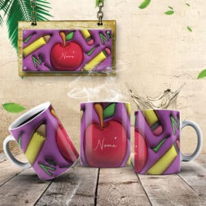 ESTAMPA PROFESSORES MAÇÃ INFLADA CANECA