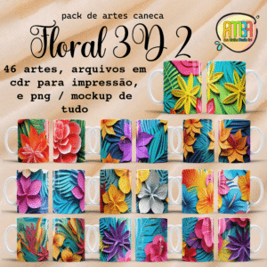 ESTAMPAS FLORAL 3D 2 CANECAS
