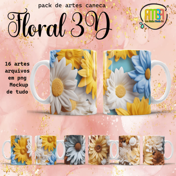 ESTAMPAS FLORAL 3D CANECAS