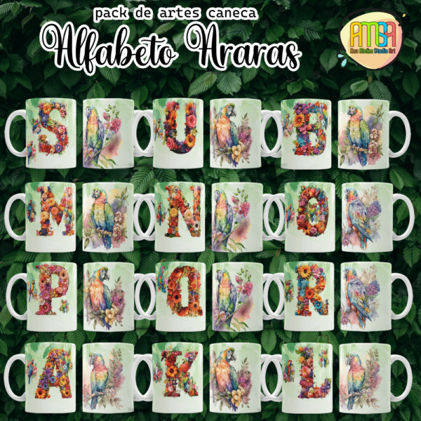 ESTAMPAS ALFABETO ARARAS CANECAS - Image 2