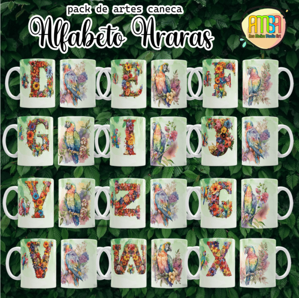 ESTAMPAS ALFABETO ARARAS CANECAS - Image 3