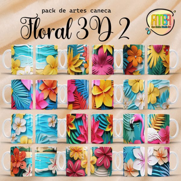 ESTAMPAS FLORAL 3D 2 CANECAS - Image 5