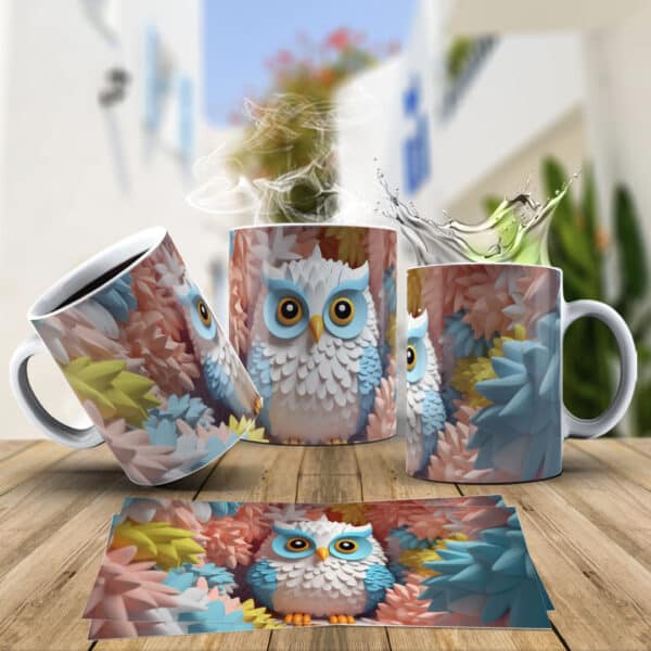ESTAMPAS CORUJAS 3D CANECAS