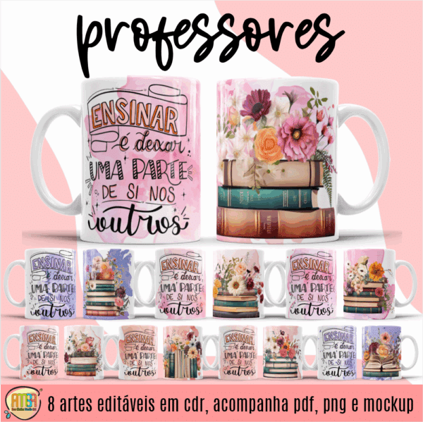 ESTAMPAS PROFESSORA LIVROS CANECAS