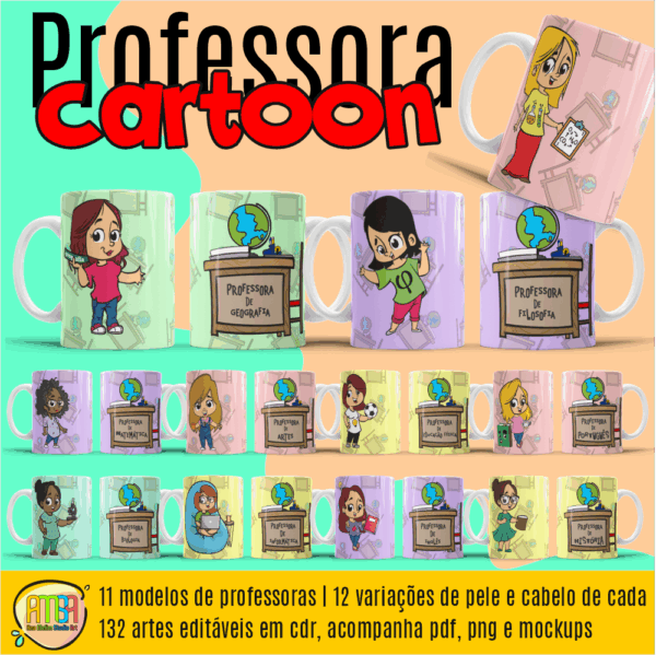 ESTAMPA PROFESSORAS CARTOON CANECAS